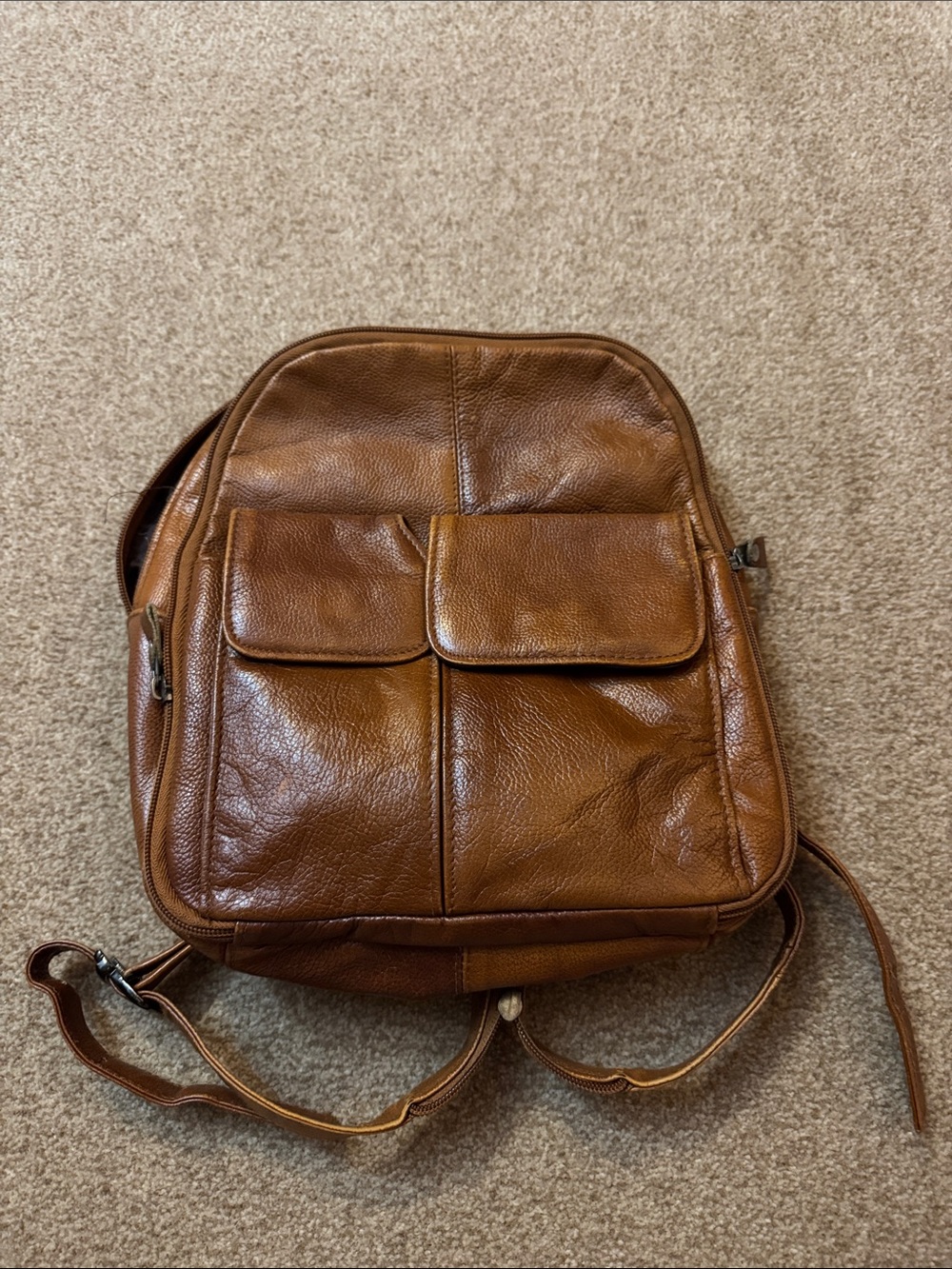 Vintage Brown Leather mini camera bag Backpack